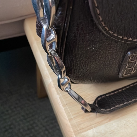 Tods brown pebble leather with chain strap medium purse handbag - Picture 3 of 7